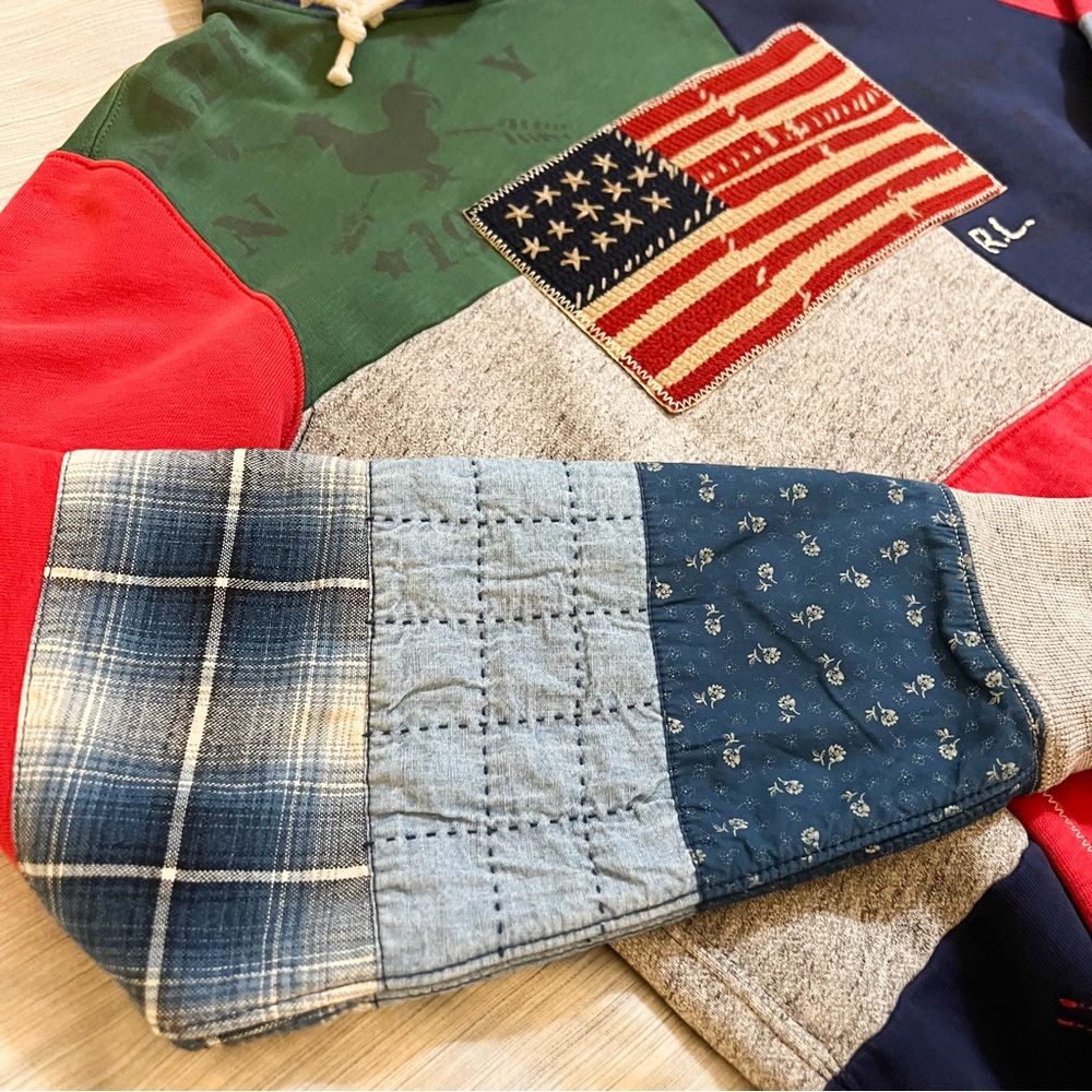 Polo Ralph Lauren Patchwork Hoodie with American Flag 😳🔥🔥🔥😳 - Picture 5 of 16